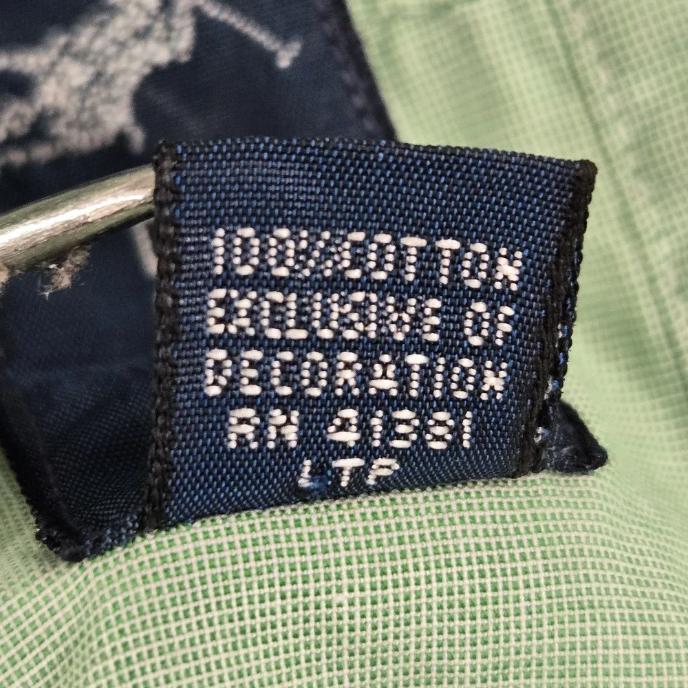 Ralph Lauren Men Button Up Shirt 16 Green Pony Embroidery Long Y2K